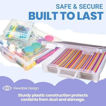 ArtBin 4-Piece Scrapbook Storage Set, Two 12x12 and Two 6x6 Boxes | Set of 4: Two 12x12 Boxes and Two 6x6 Boxes, Carry Handles, Stackable, Durable Craft Storage - size: 12" x 12" & 6" x 6" - 4-Piece Set (2 of Each)