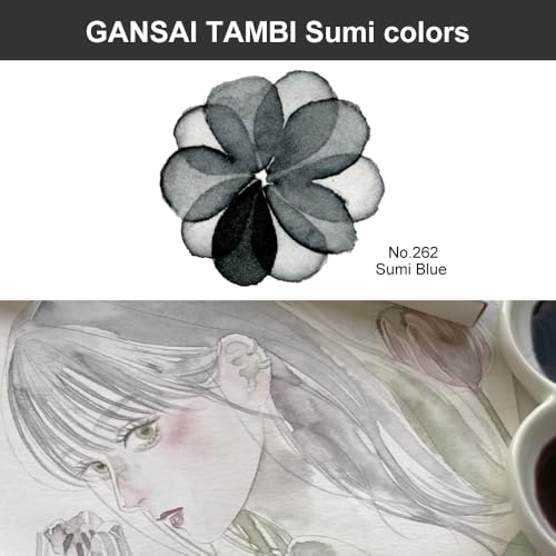 Kuretake Zig illustration watercolor Set, 3 Gansai Tambi, Fineliner and Waterbrush pen, for Inktober, Manga, Drawing, Calligraphy, Professional, Artist, Made in Japan (IKTB-25/7V) - style: Special 25(7pcs.)