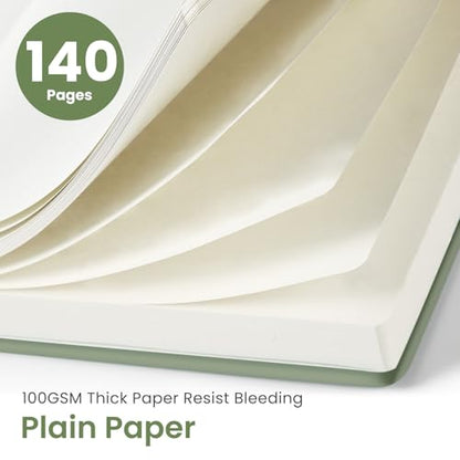 Taja Blank Spiral Journal Notebook for Women & Men, 140 Pages, Sketch Book, Plain Notebook for Drawing & Sketching, Journals for Creative Writing, A5(5.7" x 7.9") – Green - color: A.Green, style: d-Blank
