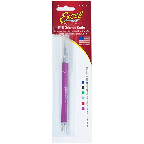 Soft Grip Hobby Knife, Excel Blades K18 with Safety Cap, American Made Light Duty Craft Knife (One Assorted Color) - color: Assorted (1)