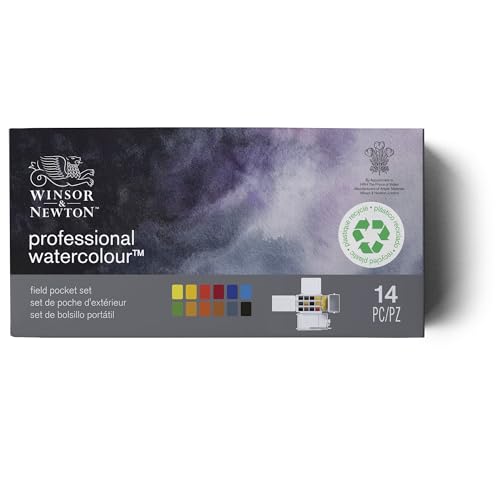 Winsor & Newton Professional Watercolor Paint Set, Field Pocket Box - style: Compact Set 12 Half Pan & Accessories