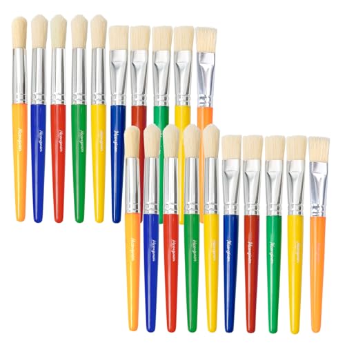 Kids Paint Brushes Set, 20 Pack Brushes for Children and School | Washable Round & Flat Art Brushes Perfect for School Painting & Home Crafts - size: 20PCS