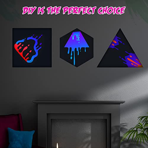 Epakh 12 Pcs Black Canvas for Painting Stretched Canvas Cotton Square Triangle Hexagon Blank Boards Panels Art with Frame Panel Stretched Boards for Oil Acrylic(8 Inch) - size: 8 Inch