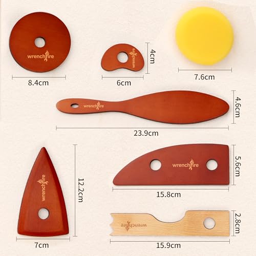 Pottery Ribs Tool Set, Clay Ceramic Shaping & Smoothing Tools, Pottery Foot Shaper Trimming for Carving,Beech Wood (13 Pieces) - color: Black