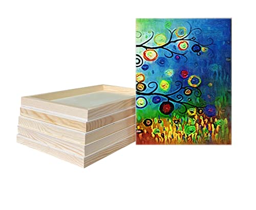 9x12 Wood Canvas for Crafts, 6-Pack Framed Wooden Panel Boards for Painting Pouring Crafts