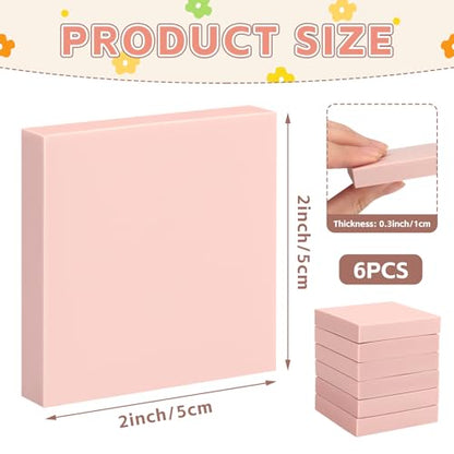 6 Pack 2"x2" Pale Pink Rubber Stamp Carving Blocks - Soft Linoleum Material for DIY Craft Projects & Handmade Stamps - style: Square