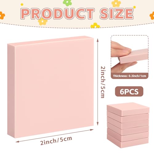 6 Pack 2"x2" Pale Pink Rubber Stamp Carving Blocks - Soft Linoleum Material for DIY Craft Projects & Handmade Stamps - size: 2"x2"