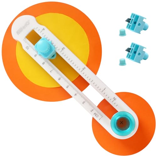 KW-triO Circe Cutter for Paper Crafting Circular Cutter Tool Rotary Compass Circle Cutter Adjustable Cutting Diameter Ranges from 3/4 in to 8 in (2 Replacement Blades) - size: Mini + 2 Replacement Blades