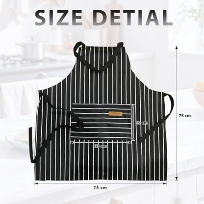 VALOME 2 Pack Kitchen Aprons with Pockets, Cooking Chef Apron for Men Women | Adjustable Neck Strap, Unisex Bib Soft Aprons, Cotton-Blend, for Grilling Cooking Gardening Baking - color: Black & Black