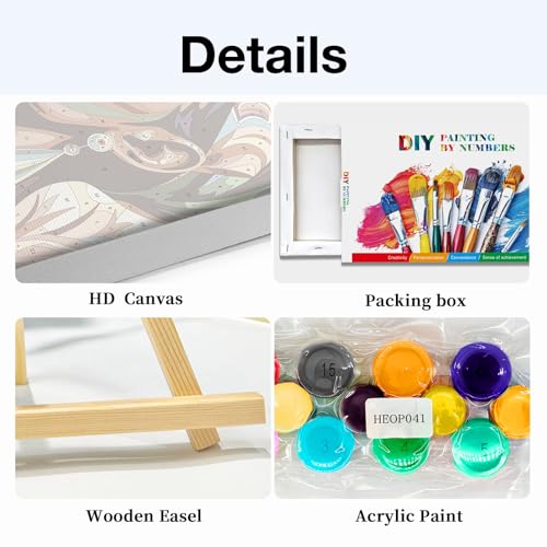HeeBenor Paint by Numbers Kit for Adults Framed, Black Women Paint by Number with Easel, DIY Acrylic Black Woman Oil Painting Kit, Adult Paint by Number Kits Framed Canvas 8x12 Inch - color: Black Women 041