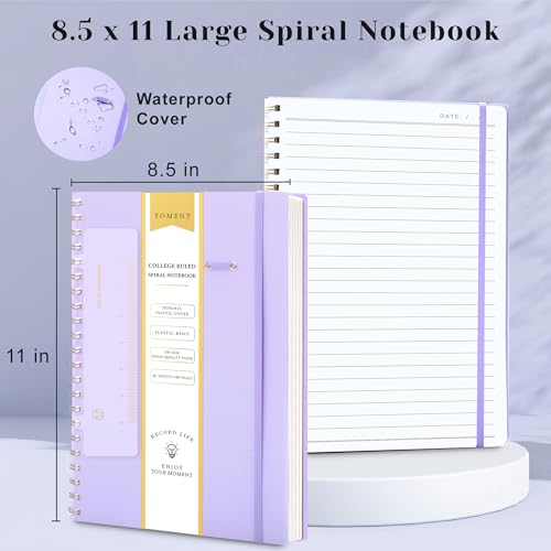 Yoment Spiral Notebook 8.5 x 11 A4 Large Notebooks for Work School | College Ruled Journaling Notebooks, 100 GSM Paper, Spiral Bound Journal for Writing Note Taking, A4 Purple - color: Purple, style: D - Line - A4