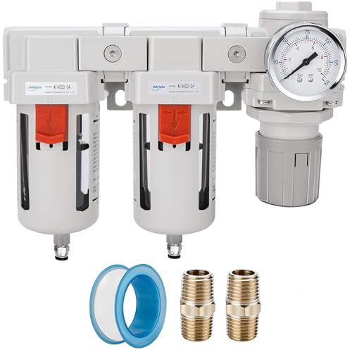 NANPU 3/4" NPT Air Drying System, Double Air Filters & Pressure Regulator - size: 3/4" NPT, style: 5 μ