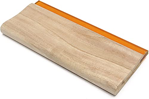 INTBUYING Screen Printing Squeegee Ink Squeegee Wooden Oiliness Scraper 75 Durometer 13inches Long 4 inches Wide with Rubber Blade and Wooden Handle - size: 13 inches long