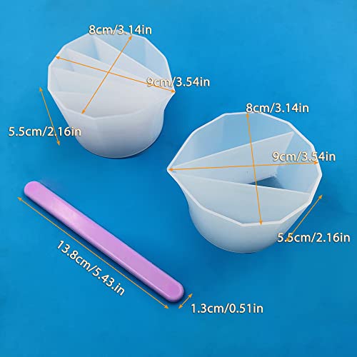 AFUNTA 3/5 Cavity Split Cups for Paint Pouring, Reusable Silicone Split Cup for Acrylic Pouring with 3 PCS Silicone Stir Sticks