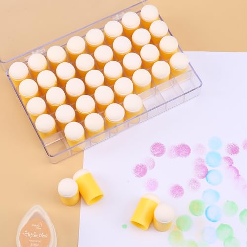 40PCS Sponge Daubers W/Storage Case -Applicator for Stenciling, Sponging, and Creating Detailed Effects - Great for Applying Ink, Chalk, Paint, and More to Your Projects - color: Yellow