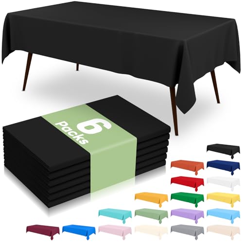 misaya 6 Packs Plastic Table Cloth Black Disposable Tablecloth - color: Black, size: 54" X 72"