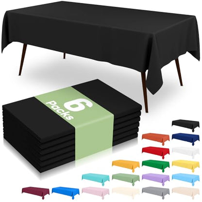 misaya 6 Packs Plastic Table Cloth Black Disposable Tablecloth - color: Black, size: 54" X 108"