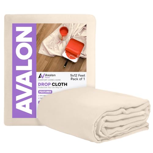 Canvas Drop Cloth for Painting 9x12 feet Pack of 1-8oz Painters Drop Cloths for Painting - All Purpose Canvas Tarps for Floor & Furniture Protection - Recycled Cotton Fabric - size: 9x12 Ft - 1 pc