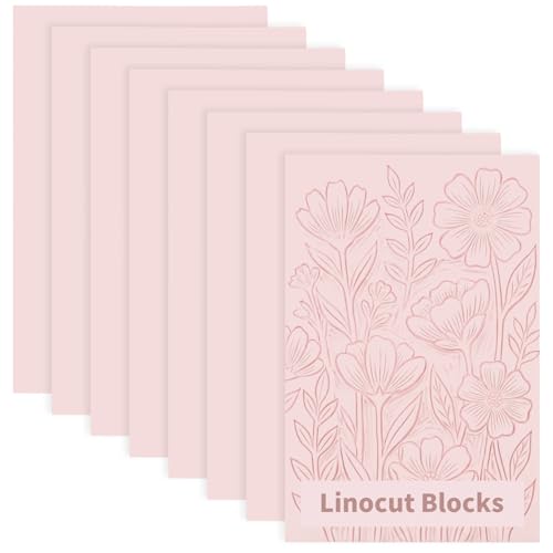 8 Pack Pale Pink Linoleum Blocks 4 x 6 in for Printmaking | Soft Rubber, Easy To Carve, for Stamps, Cards, Bookmarks, Beginner And Pro Use - size: 4"x6"