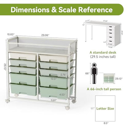 Rolling Craft Cart with 10 Drawers, Art Craft Organizers and Storage with Lockable Wheels, Utility Cart for Organizing Arts and Crafts,Yarn,Toy, School Supplies,Nail Product - size: 10-Drawers(1 Pack)