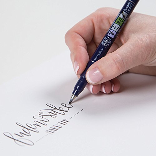Tombow 82038 Fudenosuke Brush Pen, Soft and Hard Tip Fudenosuke Brush Pen for Calligraphy and Art Drawings - style: Hard Tip
