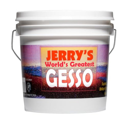 Jerry's World's Greatest Acrylic Ultra Bright White Gesso Primer - Non-Yellowing - Highly Pigmented Gesso Primer ideal for Students, Professionals, Artists - One Gallon - size: 128 Fl Oz (Pack of 1)