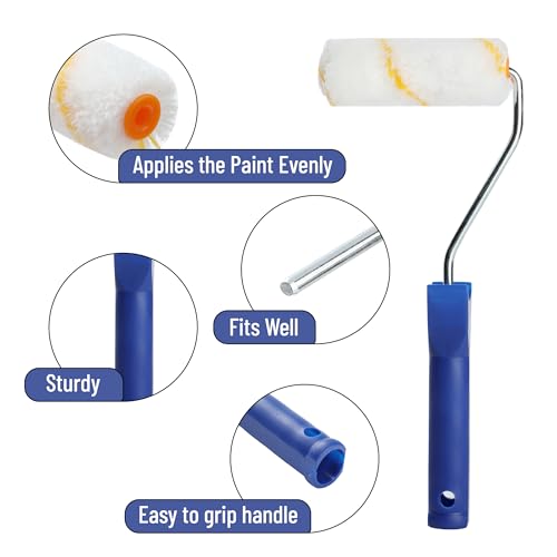 Bates- Paint Tray Set, Paint Roller Kit, 5 pcs, 4 Inch Blue Tray & Frame, Small Paint Roller Set for House Painting Supplies - style: Blue Microfiber 4", 5 pcs
