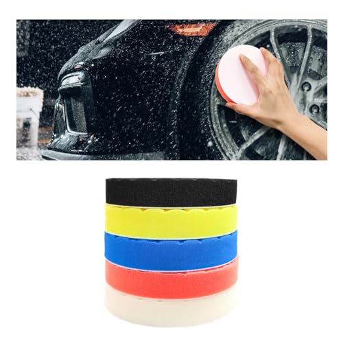 povtii 5PCS Buffing Polishing Pads, 6 Inch Cutting Polishing Pad Kit for Car Buffer Polisher, Polishing and Waxing, Backing Plate Compound Buffing Sponge Pads, Car Accessories - size: 6 Inch