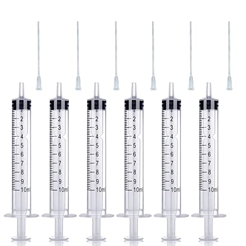 Dispensers Applicator Syringes Set, 6 Pack 10ml Dispensing Syringes With 6Pcs 16G Dispensing Needles for DIY Quilling, Acrylic Painting, Oiler Bottle, Craft, Artwork Hobbies - size: Set 10