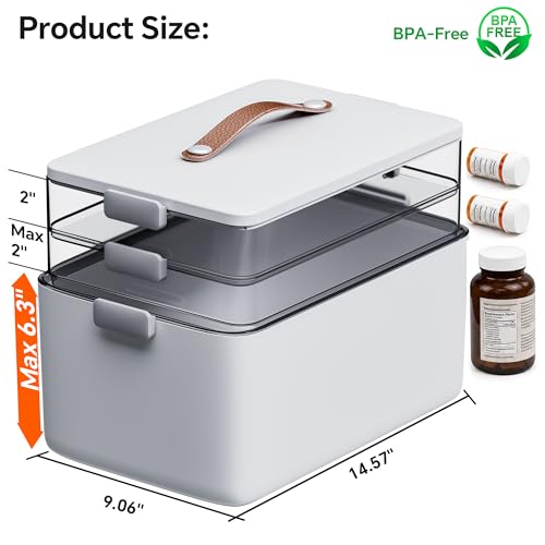 CTIME 3-Tier Medicine Organizer - Portable Medicine Cabinet with Handle | Multipurpose Medical Box, Pill Organizer, Empty First Aid Kit for Home - size: Regular 3-Tier