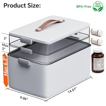 CTIME 3-Tier Medicine Organizer - Portable Medicine Cabinet with Handle | Multipurpose Medical Box, Pill Organizer, Empty First Aid Kit for Home - size: Regular 3-Tier