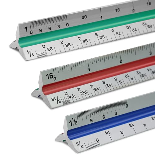 12-Inch Imperial Triangular Scale Ruler, Color-Coded - color: Color-coded