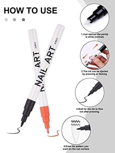 12 Color 3D Nail Art Pens Set Kalolary Nail Point Graffiti Dotting Pen | Drawing Painting Liner Brush for DIY Nail Art Beauty Adorn Manicure Tools - color: D