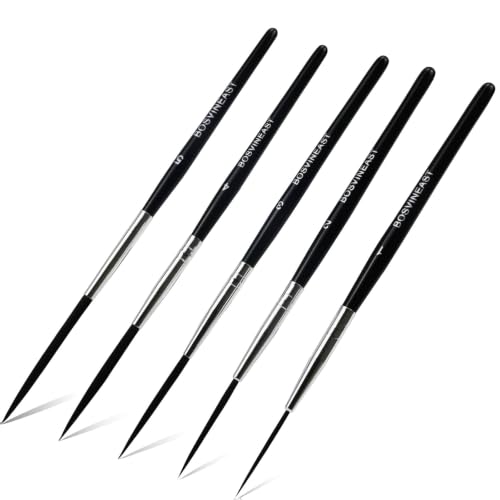 Rigger Liner Brushes for Painting, 5PCS Long Fine Detail Paint Brush Set, Script Liner and Pinstriping Brushes for Watercolor, Acrylic, Gouache, Lettering, Outlining and Miniature Art