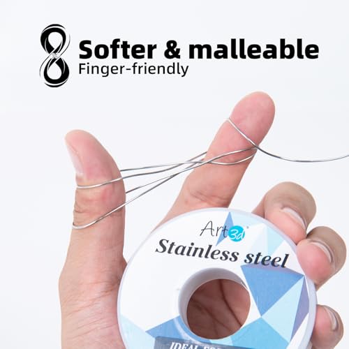 Art3d 20 Gauge Bendable Soft Stainless Steel Craft Wire, 120 ft, Silver | Flexible, Malleable, Polished Finish, Easy to Shape, Easy Unwinding, for Jewelry Making, Electroculture, DIYers, Artisans - color: Stainless Steel, size: 20 Gauge / 120 Ft