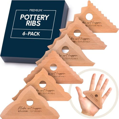 Byllstore Triangle Pottery Ribs | 6 Clay Texture Ribs | Solid Beech Wood | 6-Pack - color: 6 Pack | Triangle Pottery Ribs