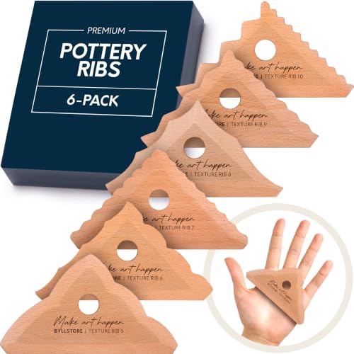 Byllstore Triangle Pottery Ribs | 6 Clay Texture Ribs | Solid Beech Wood | 6-Pack - color: 6 Pack | Triangle Pottery Ribs