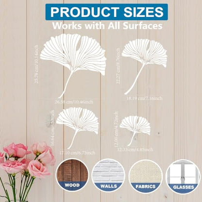 MAYJOYDIY Ginkgo Leaf Stencils, 4 Pieces Multi-Size Templates, 11.8x11.8 to 5.9x5.9 inches, Reusable PET Painting Templates for Wall Art - color: Ginkgo Leaf