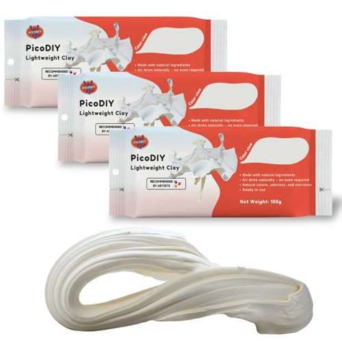 Air Dry Clay Lightweight, Flexible Modeling Clay for Adults Arts and Crafts | Professional & Moldable, Soft & No-Stick, Polymer Clay for Sculpting, Molding,Anime Figures,Making Costumes,DIY Projects - color: White-3 Packs