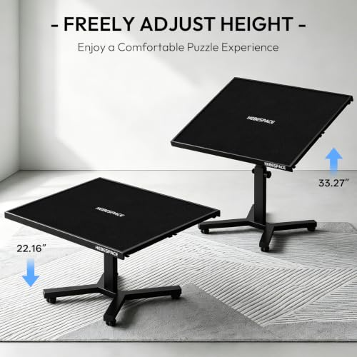 2000 Pieces Jigsaw Puzzle Table with Drawers & Legs, 41.34"x29.53" Metal Adult Puzzle Table (Stability Tested & Ergonomic), Adjustable Height & Tilt Angle, Wooden Puzzle Board with Wheels & Cover - color: Black（2000pcs）