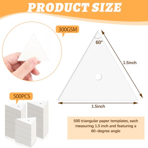 500 PCS 1.5" Equilateral Triangle Paper Piecing Templates, Quilting Templates Accessories for DIY Patchwork Crafts and Sewing Supplies﻿ ﻿ - size: 1.5 Inch-500pcs Equilateral Triangle