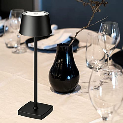 Rechargeable led Cordless Desk lamp, Aluminum, Dimmable, Suitable for Indoor and Outdoor Lighting (Black)