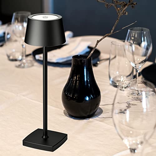 Rechargeable led Cordless Desk lamp, Aluminum, Dimmable, Suitable for Indoor and Outdoor Lighting (Black)