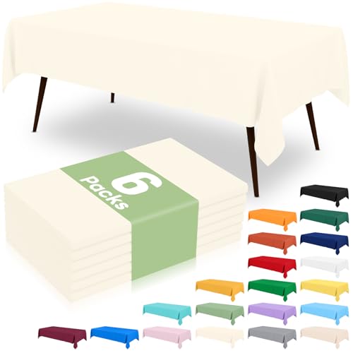 misaya 6 Packs Plastic Table Cloth Beige Disposable Tablecloth - color: Beige, size: 54" X 108"