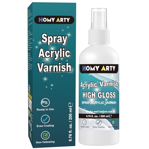 HOMY ARTY Acrylic Varnish Spray, High Gloss Varnish