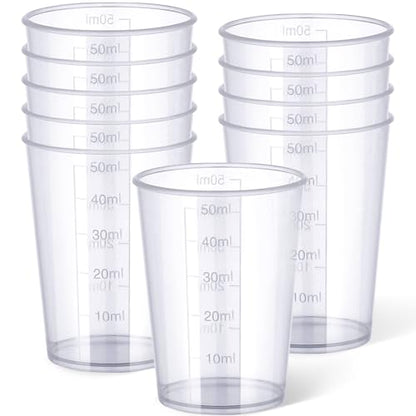 50ml Measuring Cups - 10 Pack, 1.7oz Disposable Graduated Cups for Resin Mixing, Model Painting, Adhesive & Lab Use, Chemical Resistant, Stackable - size: 50ml