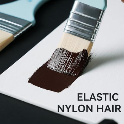 PHOENIX Flat Paint Brush Set - 3 Sizes Nylon Large Paint Brushes for Acrylic Painting, Gouache, Wood Furniture, Gesso, Varnishes & Wall
