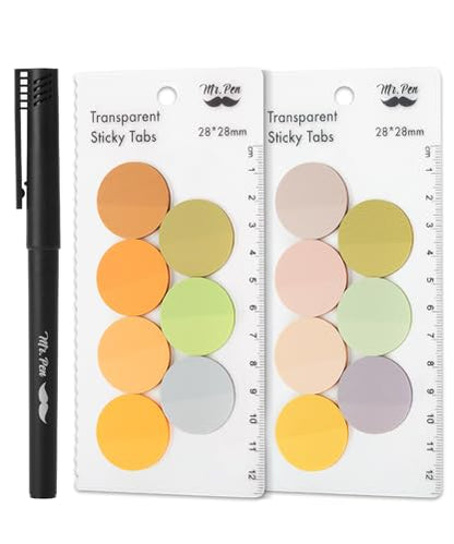 Mr. Pen- Round Transparent Sticky Notes, 1.1” Diameter, 14 Pads, 560 Sheets - color: Boho, size: 560 pcs