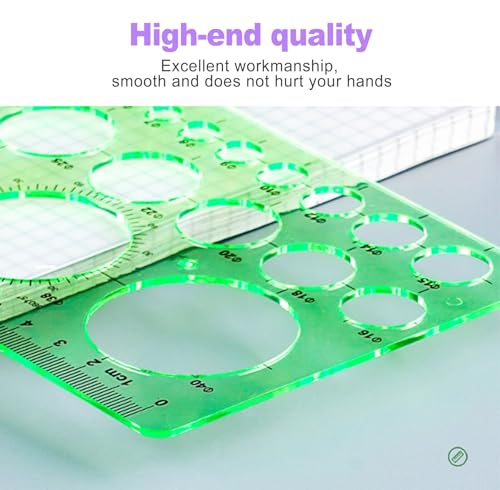 2 Pcs Geometric Circle Drawing Template Set, Plastic Drafting Stencils & Measuring Ruler Tool Kit for Students, Architects, Artists, Designers and Office Use