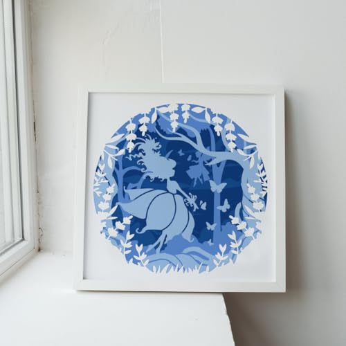 MAYJOYDIY Layered Fairy Stencil Set of 4, 11.8x11.8 Inch Large Moon Forest Fantasy Template with Butterfly Tree Design Reusable for DIY Craft on Canvas, Furniture, Wall Art - color: Layered Fairy